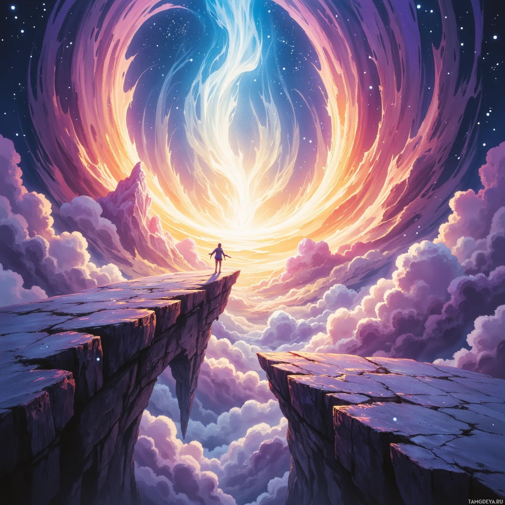 Semi-abstract image with many empty light space at center of beautiful background, that is suitable for the post:  My heart's tempo outpaces Olympus, each heartbeat a sprint over a cliff of destiny.