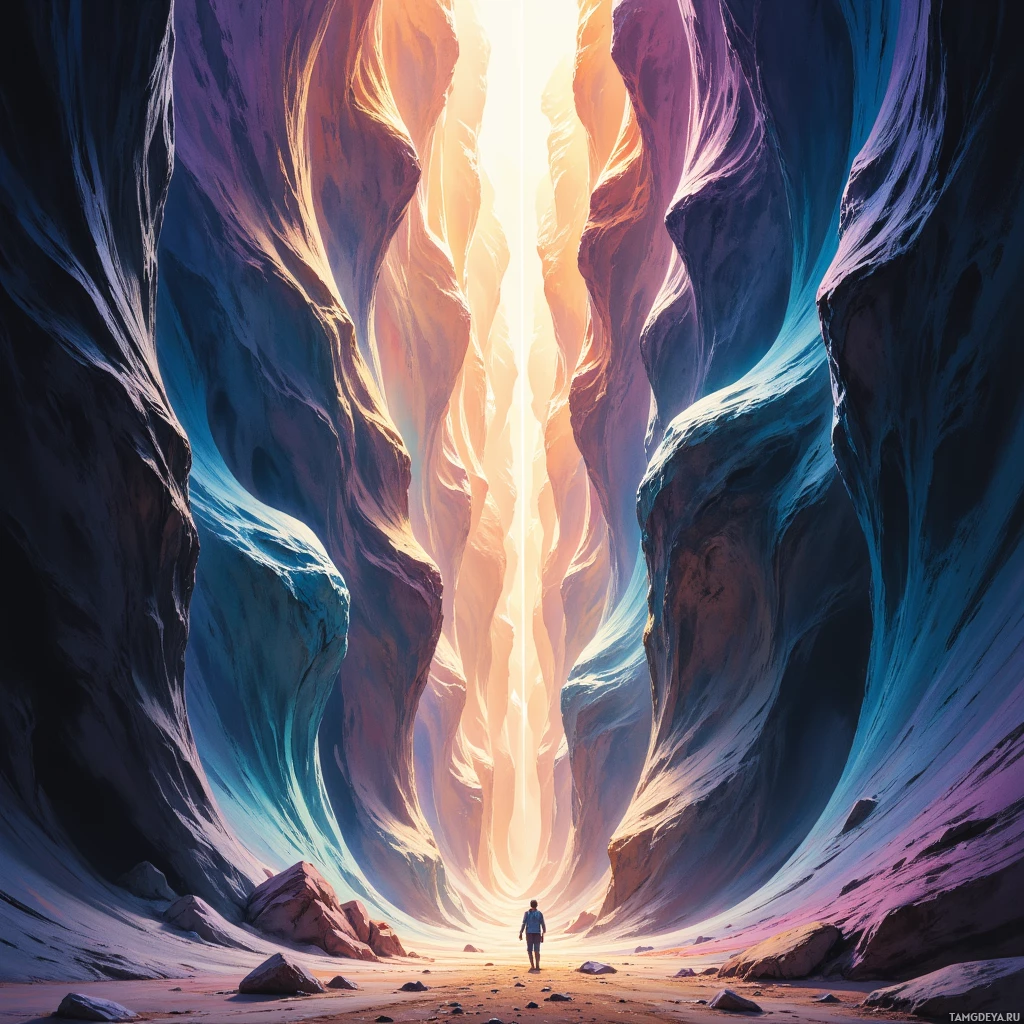 Semi-abstract image with many empty light space at center of beautiful background, that is suitable for the post:  Every rustle is a secret map, and I follow the whispers of wind through the canyon's veins.