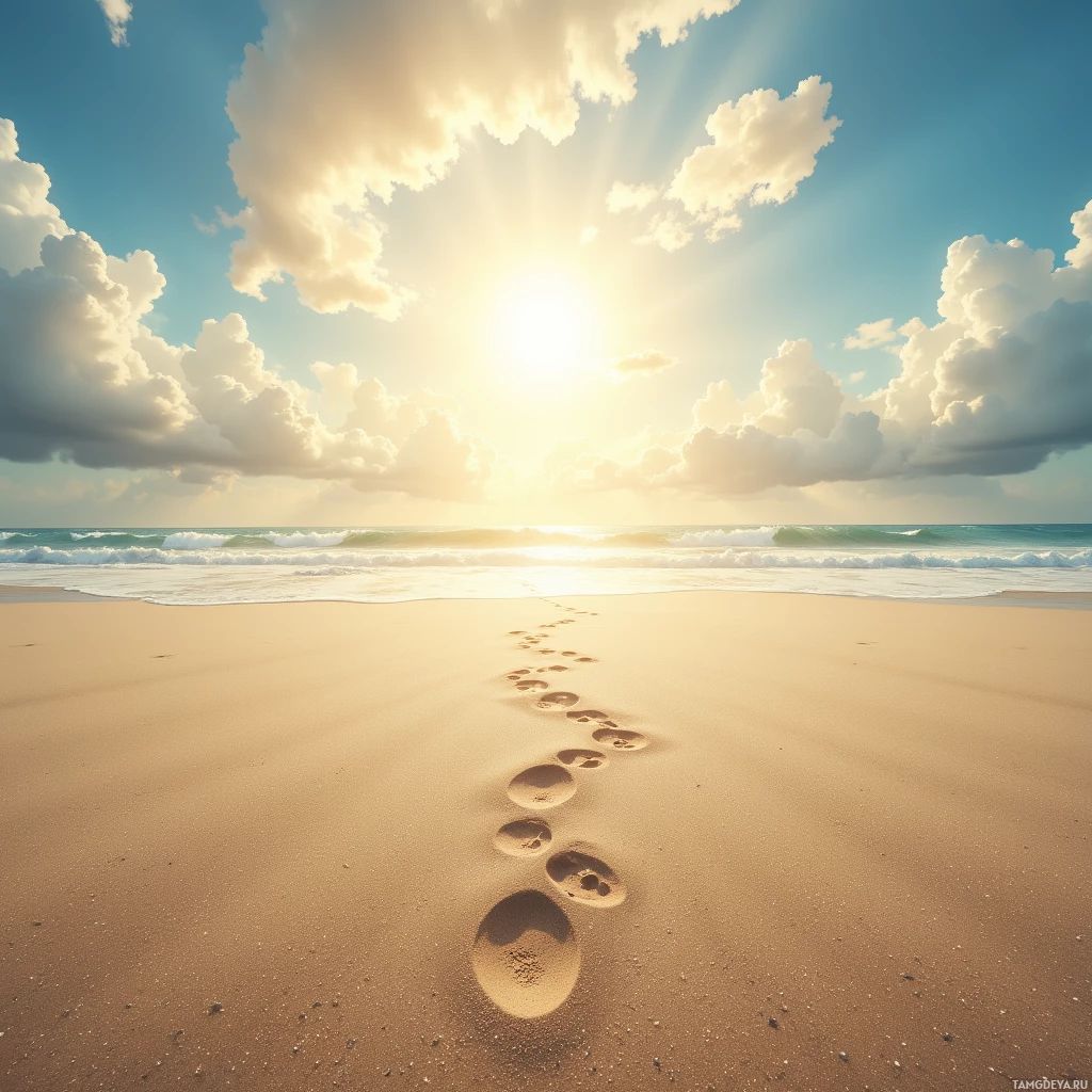 Semi-abstract image with many empty light space at center of beautiful background, that is suitable for the post:  The sand remembers every footprint, but it never tells you where it goes next.