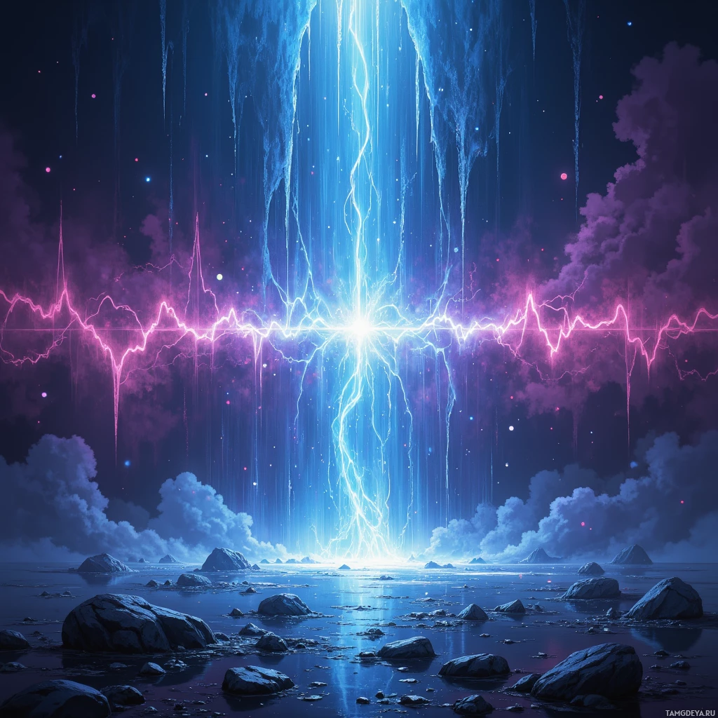 Semi-abstract image with many empty light space at center of beautiful background, that is suitable for the post:  My pulse drips like holographic rain on a midnight billboard.