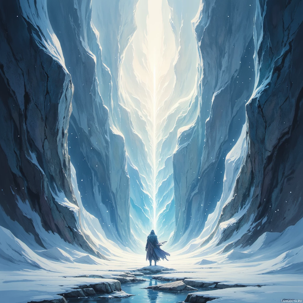 Semi-abstract image with many empty light space at center of beautiful background, that is suitable for the post:  The weight of my people sits on my shoulders like a snow‑covered spear, biting but necessary.