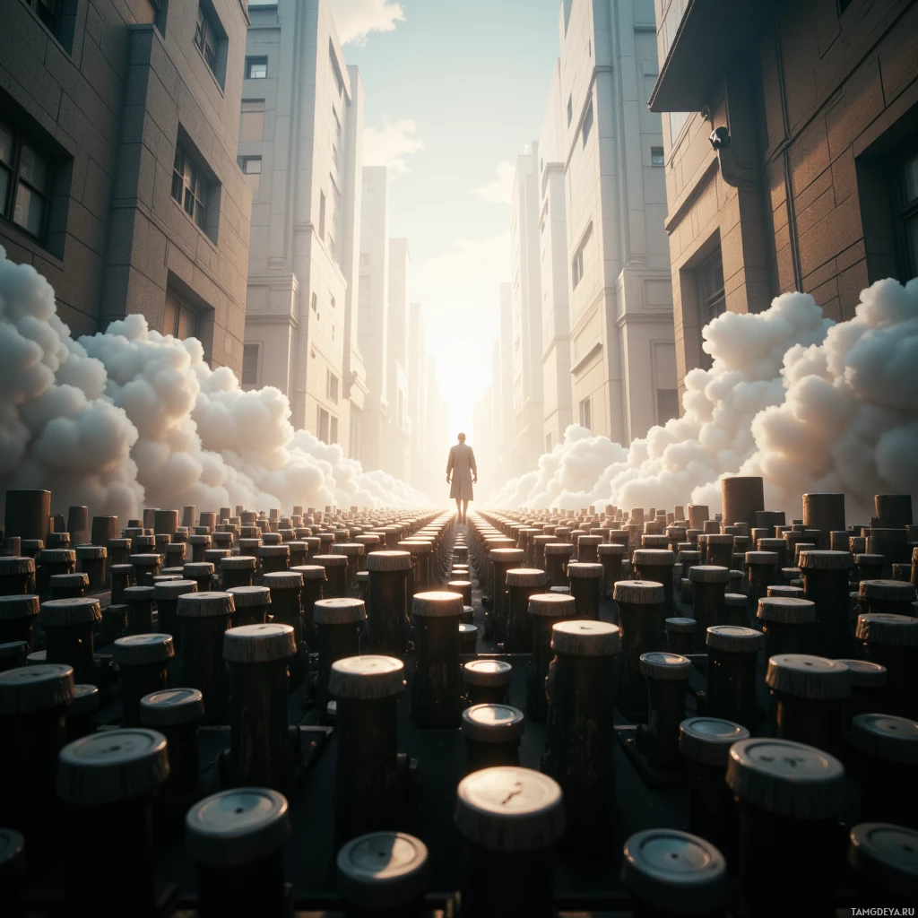 Semi-abstract image with many empty light space at center of beautiful background, that is suitable for the post:  The typewriter’s clack is a protest march across my mind, keys marching against silence.