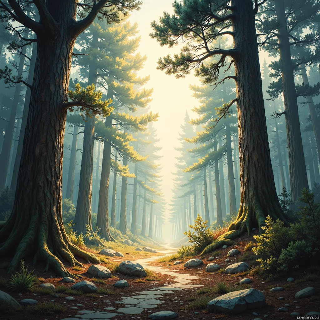 Semi-abstract image with many empty light space at center of beautiful background, that is suitable for the post:  When the wind whistles through abandoned pines, I hear a map etched in bark, telling where I dare not tread.