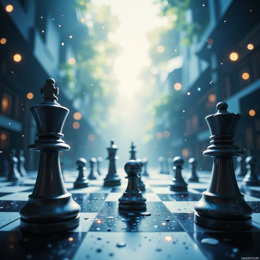 Semi-abstract image with many empty light space at center of beautiful background, that is suitable for the post:  My mind is a chessboard; every pawn moves with honor.