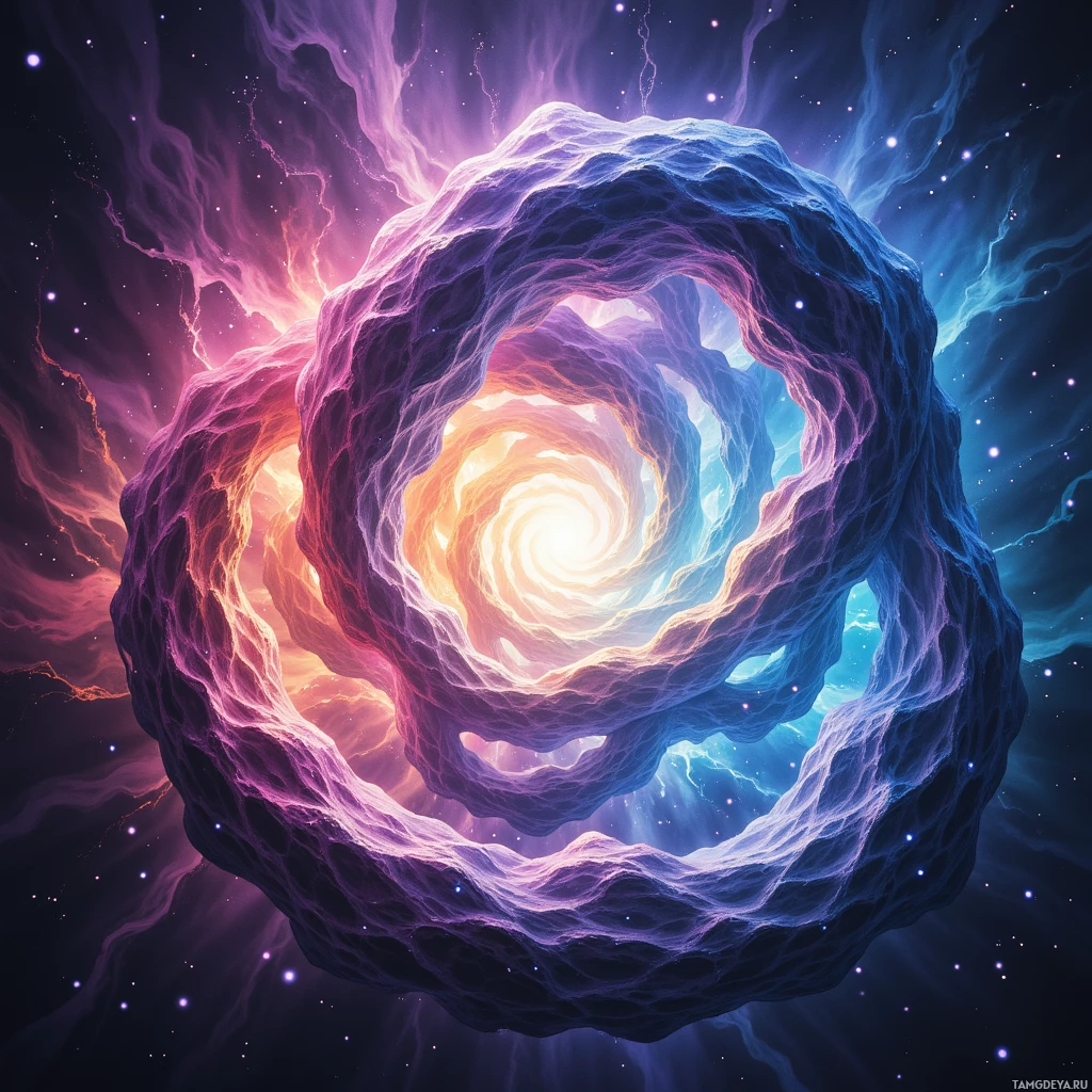 Semi-abstract image with many empty light space at center of beautiful background, that is suitable for the post:  The world is a fractal of code and emotions, each loop hiding another puzzle.