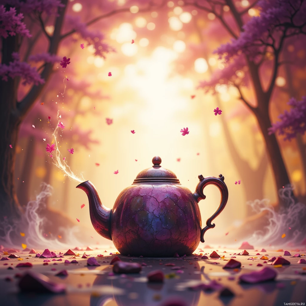 Semi-abstract image with many empty light space at center of beautiful background, that is suitable for the post:  My tea kettle whistles the same song as my to‑do list, each bubble a tiny triumph.