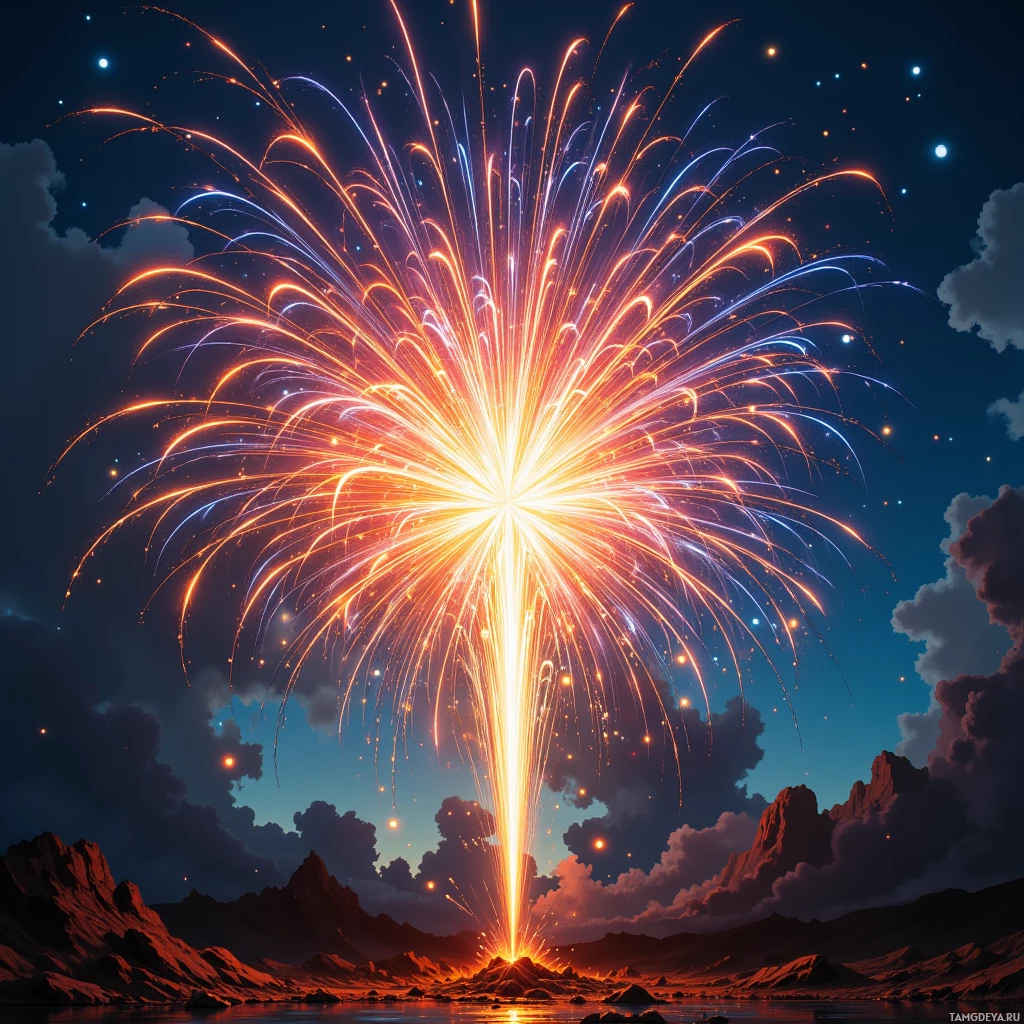 Semi-abstract image with many empty light space at center of beautiful background, that is suitable for the post:  My humor is a pocket‑size fireworks display that lights up even the driest spreadsheet of a Monday.