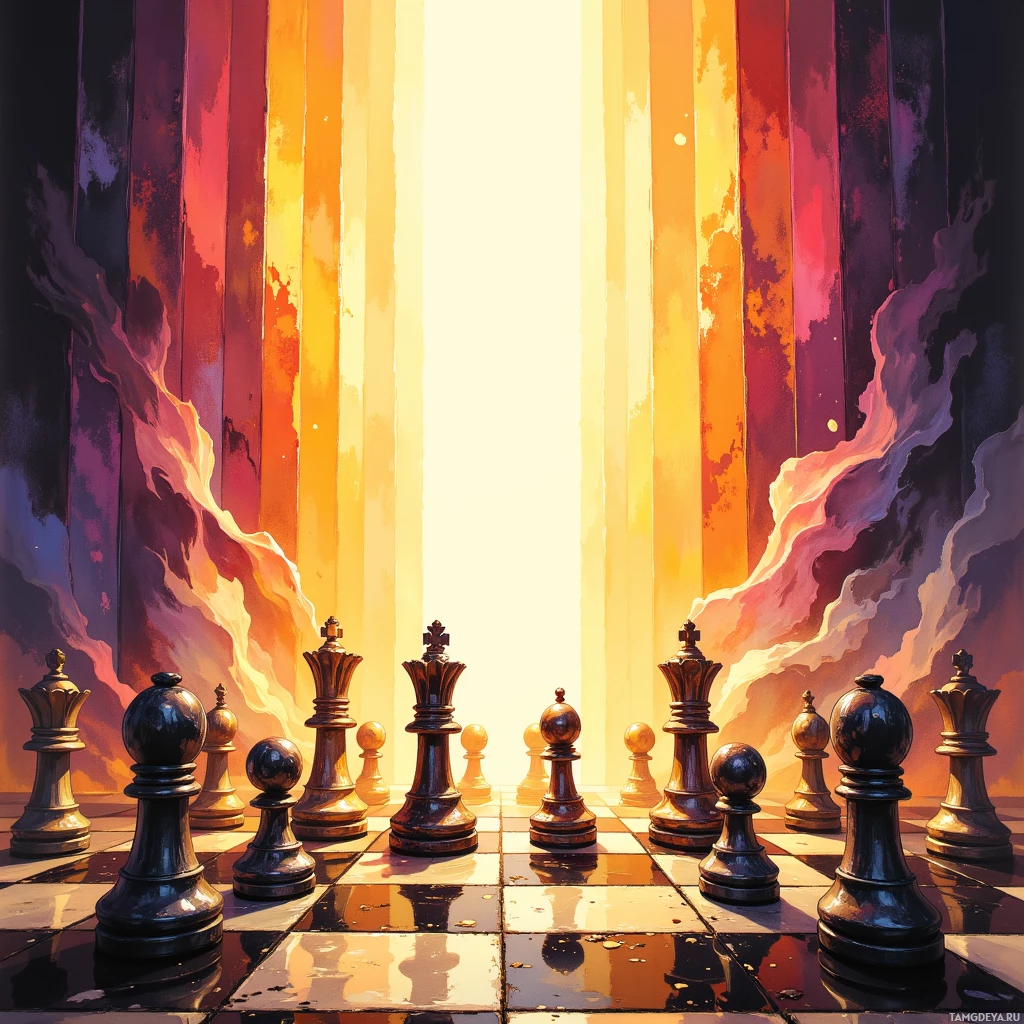 Semi-abstract image with many empty light space at center of beautiful background, that is suitable for the post:  Barefoot on the chessboard of politics, I fold protests like origami and stash them in my sock drawer.