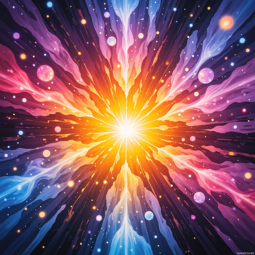 Semi-abstract image with many empty light space at center of beautiful background, that is suitable for the post:  Every morning feels like a kaleidoscope, each color promising new ways to paint joy across strangers' faces.