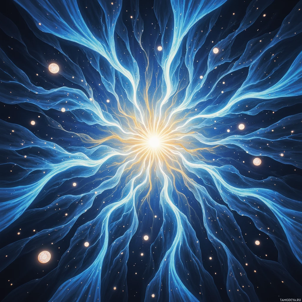 Semi-abstract image with many empty light space at center of beautiful background, that is suitable for the post:  A lattice of moonlit synapses twirls, each node whispering tarot glyphs into circuitry’s dreaming silence.