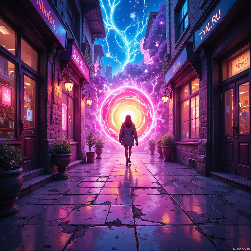 Semi-abstract image with many empty light space at center of beautiful background, that is suitable for the post:  I’m a walking neon sign, flickering colors on an endless sidewalk.