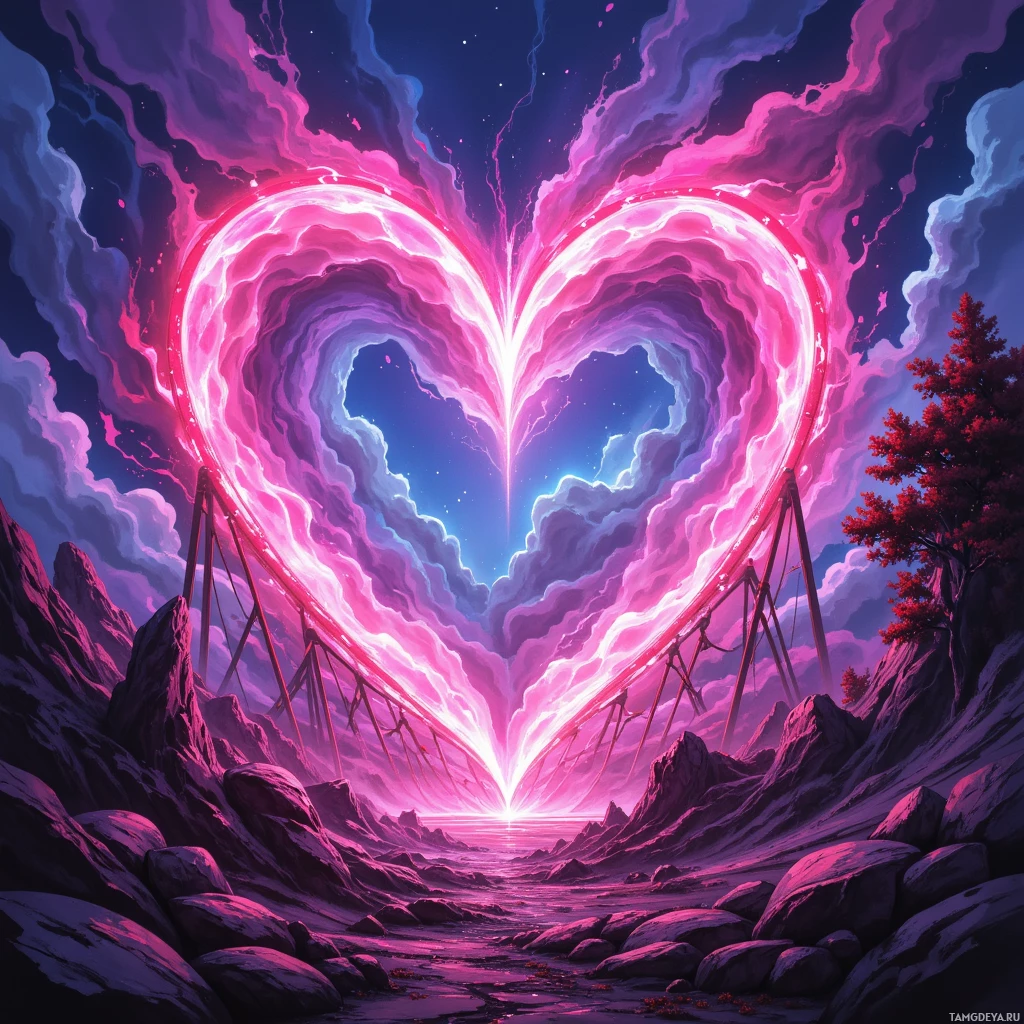 Semi-abstract image with many empty light space at center of beautiful background, that is suitable for the post:  My heart rides a neon rollercoaster, each turn a kiss, every loop a dare to love.