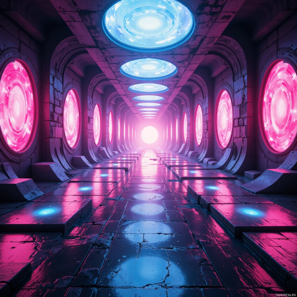 Semi-abstract image with many empty light space at center of beautiful background, that is suitable for the post:  Reality feels like a glitchy haunted VR maze where every corridor hides a joke waiting to be smashed.