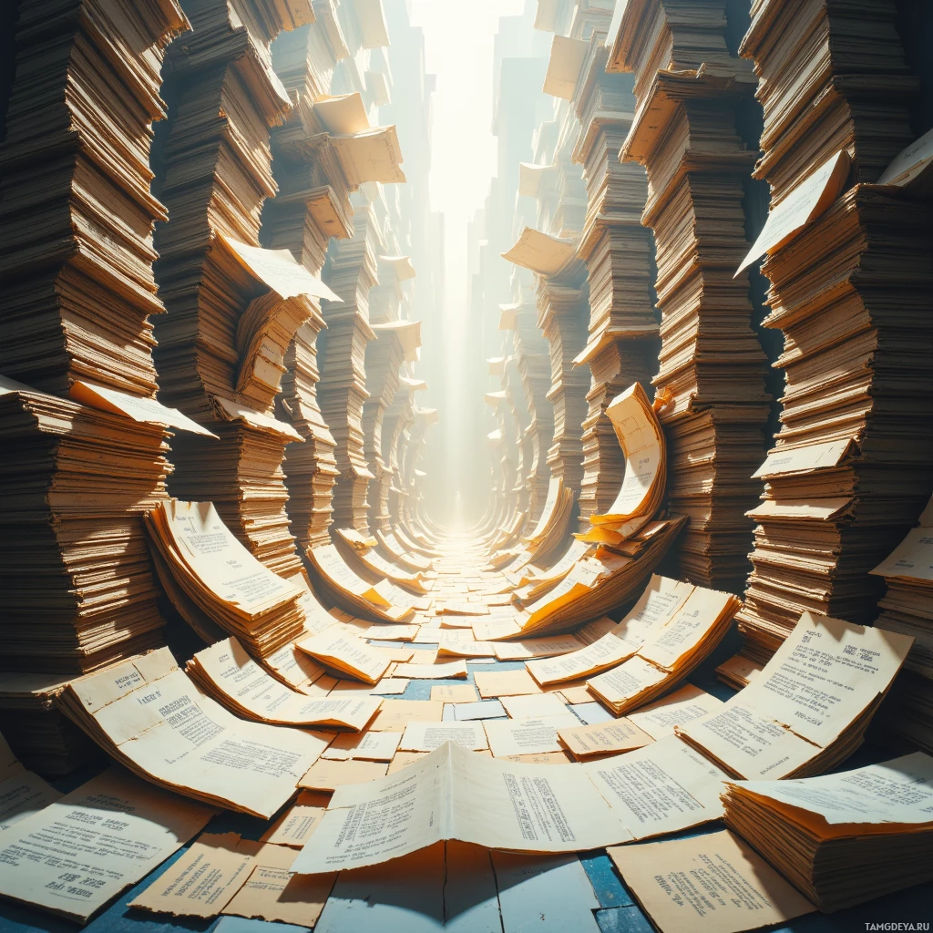 Semi-abstract image with many empty light space at center of beautiful background, that is suitable for the post:  The museum of humanity sits on a stack of forgotten receipts, each cataloged by my own meticulous impatience.
