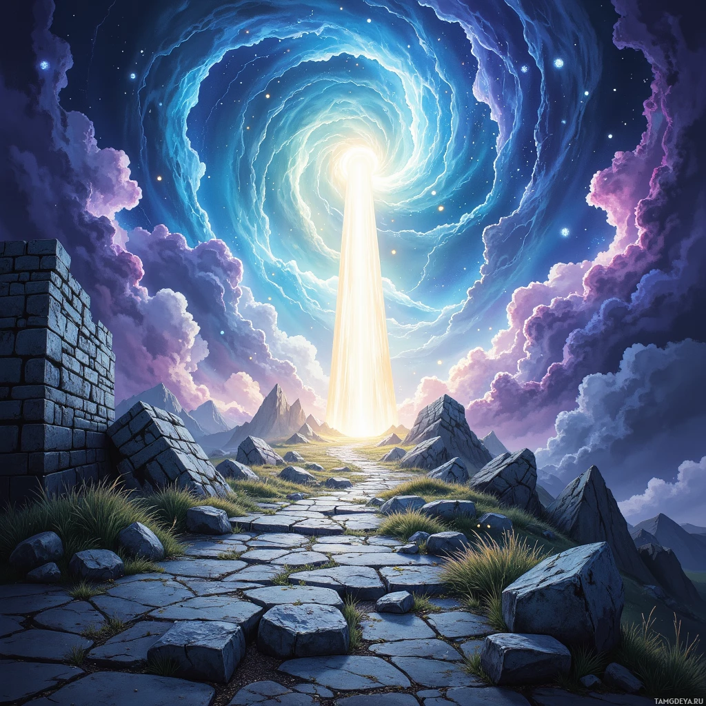 Semi-abstract image with many empty light space at center of beautiful background, that is suitable for the post:  I am a stone wall that has stood as a lone sentinel, weathering each new storm in calm.