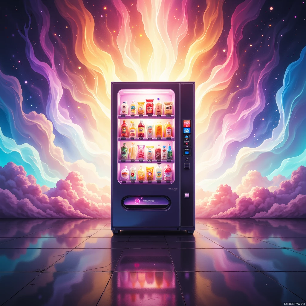 Semi-abstract image with many empty light space at center of beautiful background, that is suitable for the post:  My mind is a vending machine of prototypes—pushing out new flavors before the old ones get out of stock.