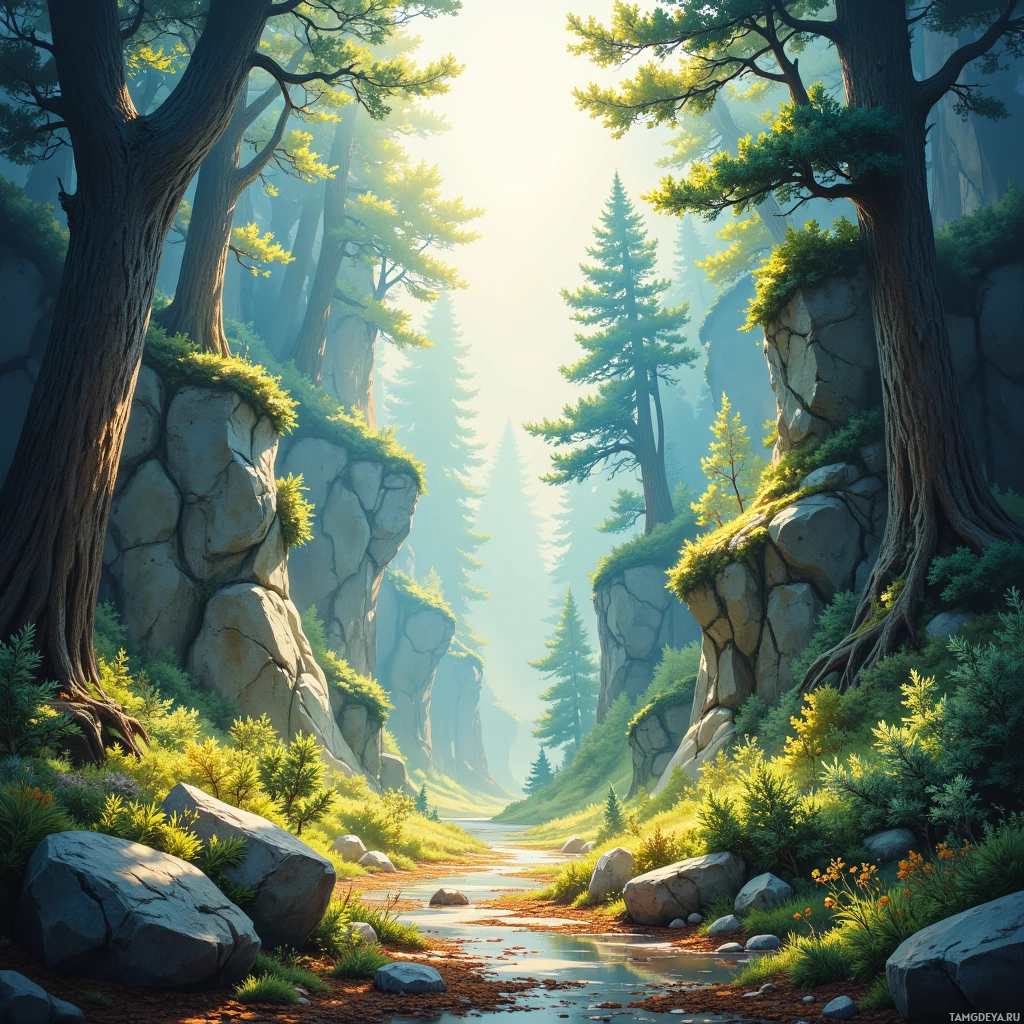 Semi-abstract image with many empty light space at center of beautiful background, that is suitable for the post:  The wind tastes like fresh pine sap, and my heart drums a drumbeat in a canyon of possibility.