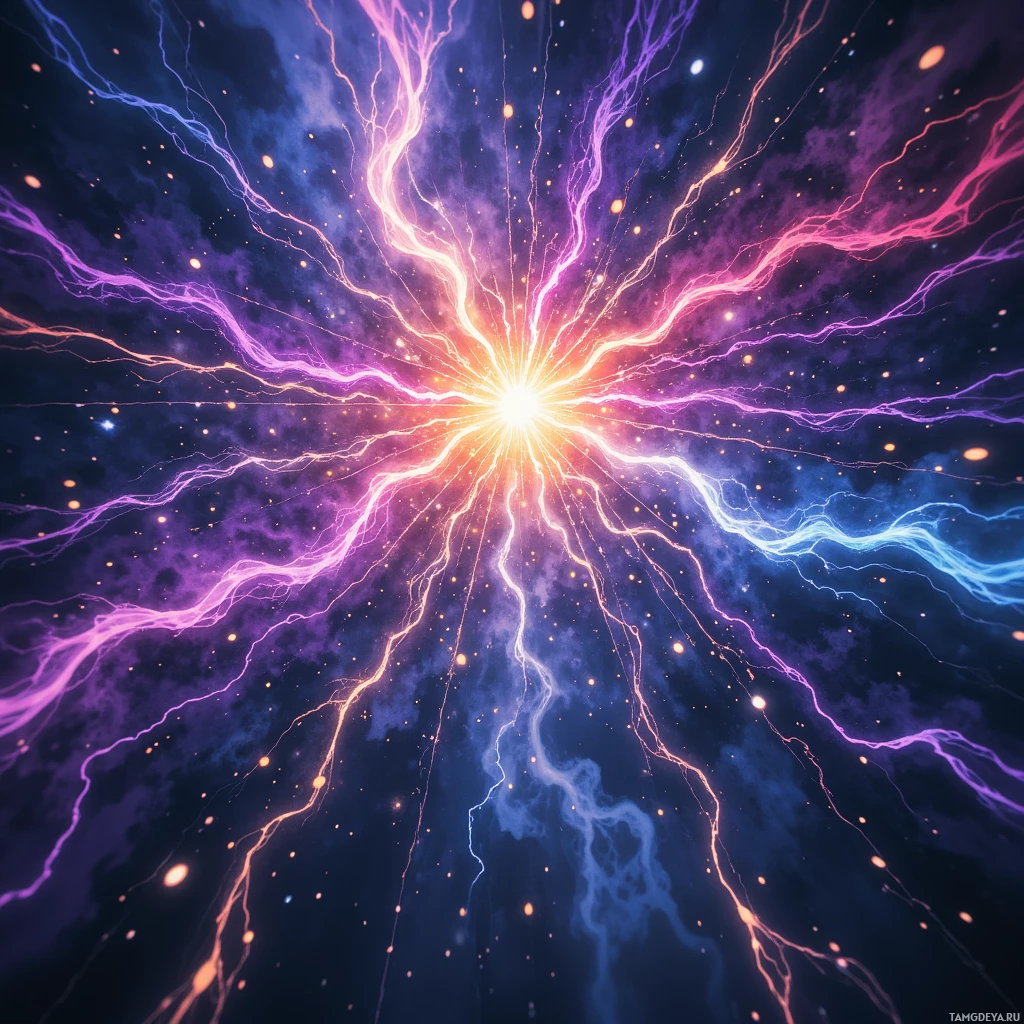 Semi-abstract image with many empty light space at center of beautiful background, that is suitable for the post:  Like a neon spiderweb caught in a midnight thunderstorm, my thoughts buzz with electric glitter.