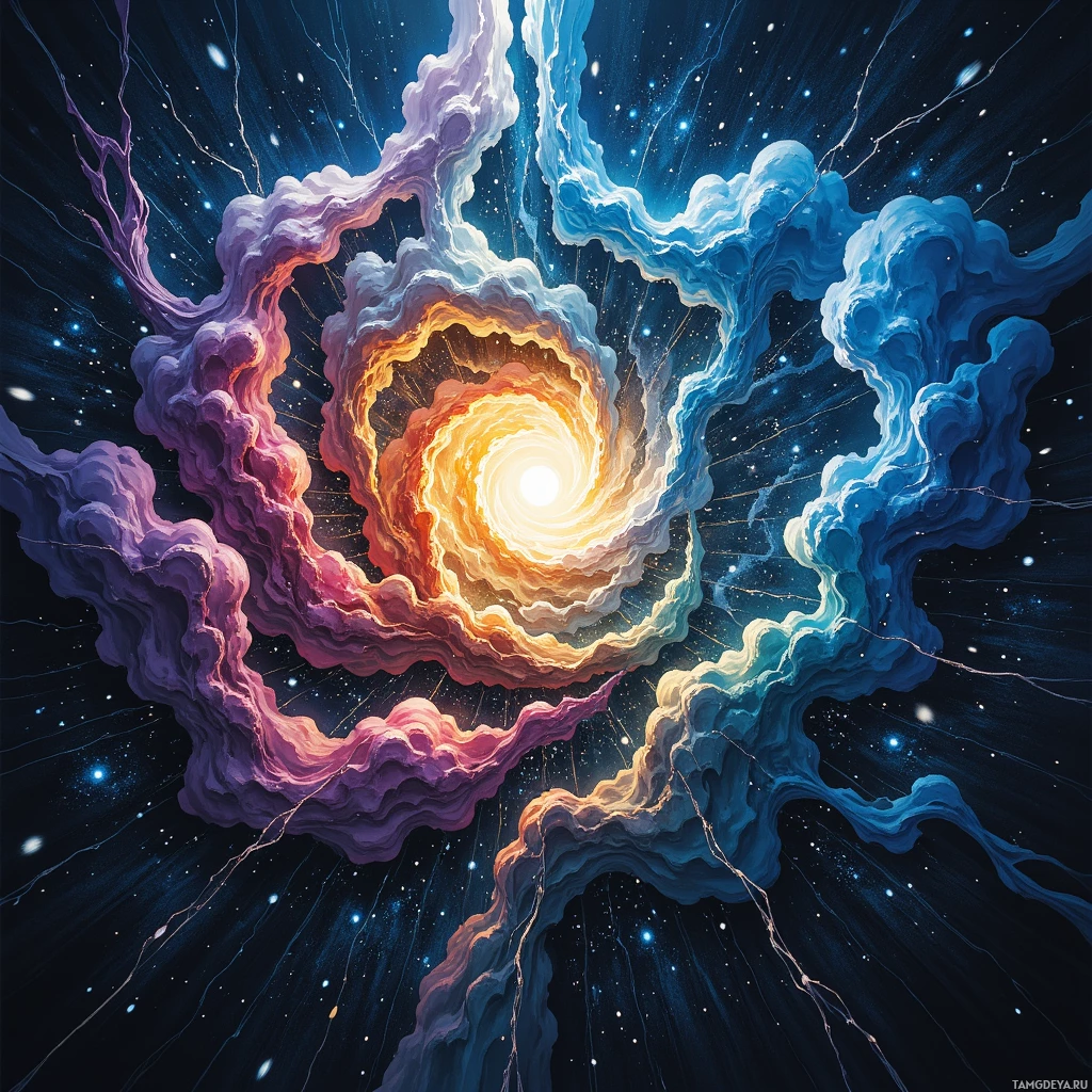 Semi-abstract image with many empty light space at center of beautiful background, that is suitable for the post:  The universe feels like a broken watch; I chase its ticking with stubborn curiosity, sprinkling sarcasm over each gear.