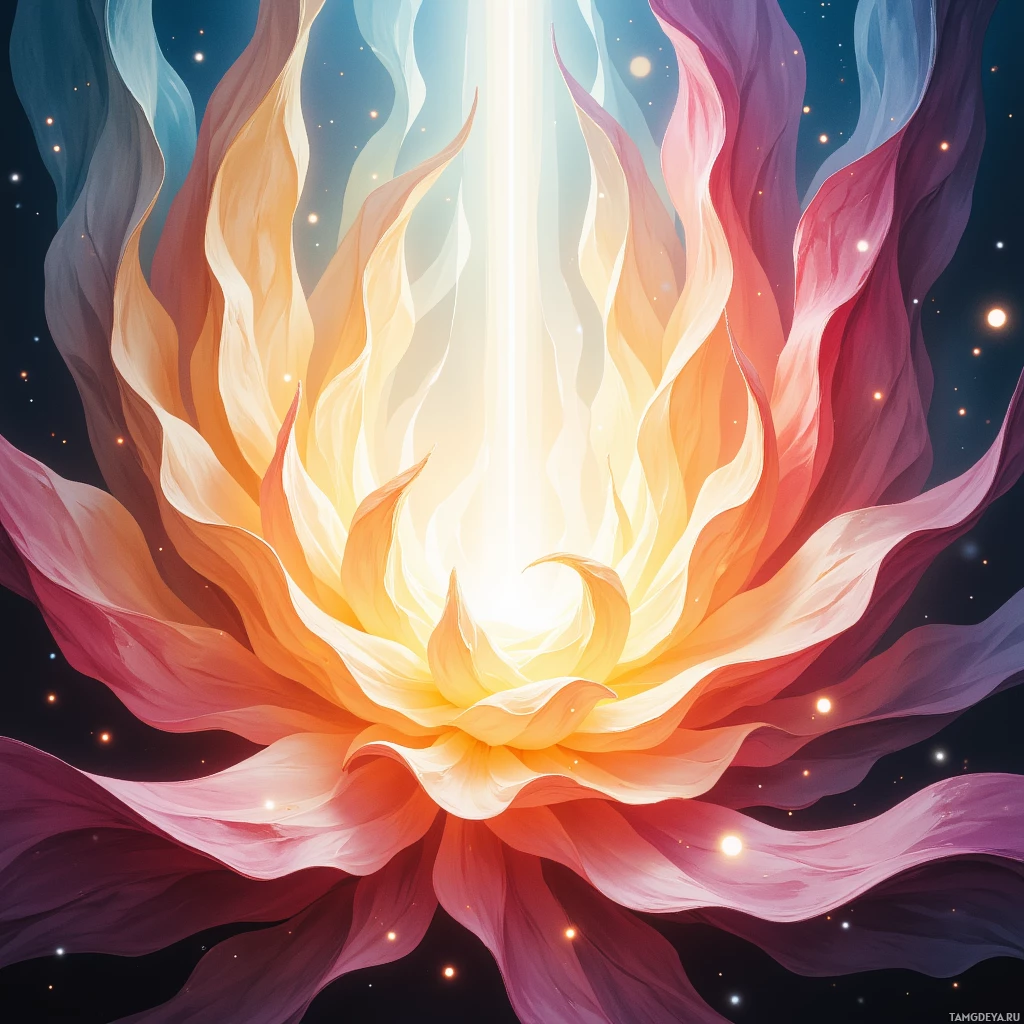 Semi-abstract image with many empty light space at center of beautiful background, that is suitable for the post:  When I quiet my thoughts, they unfold like origami—sharp yet fragile.