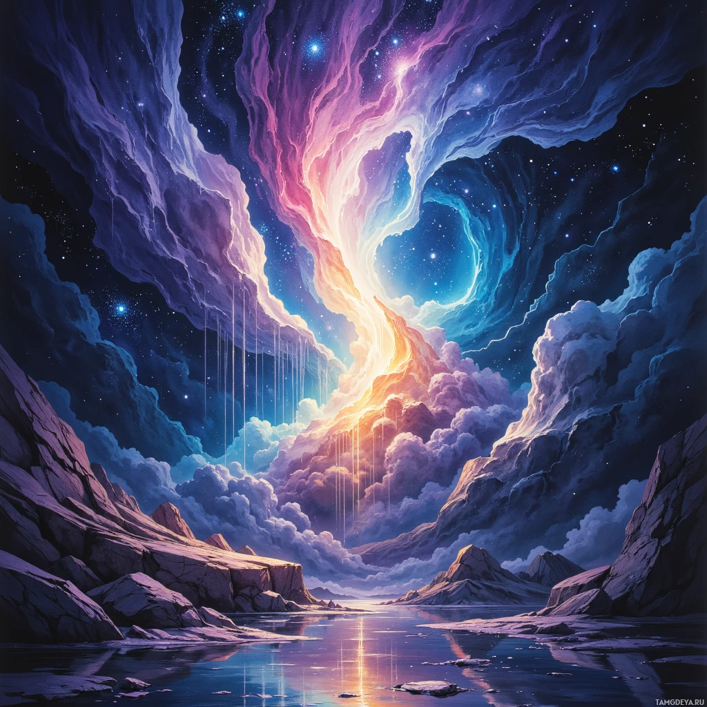 Semi-abstract image with many empty light space at center of beautiful background, that is suitable for the post:  Starlight drips through the cracks of my room, painting my thoughts into constellations I refuse to name.