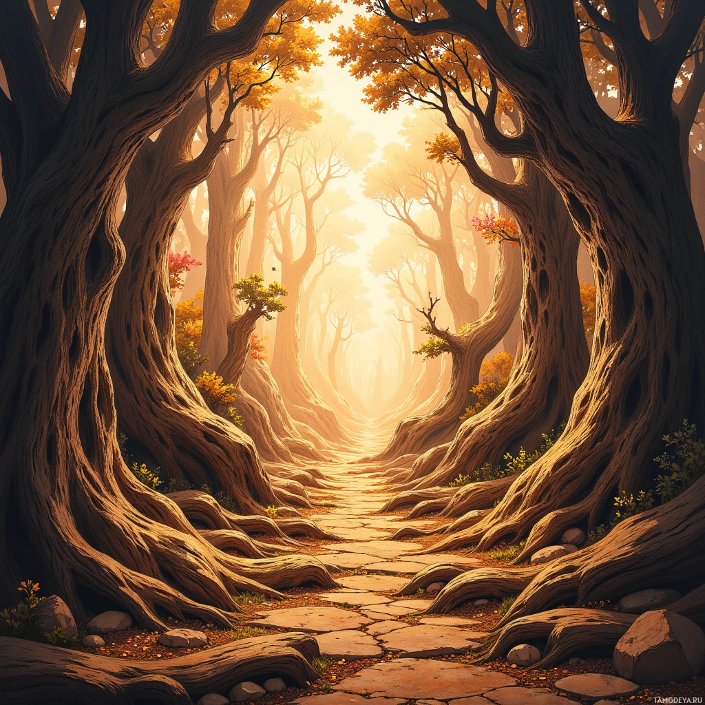 Semi-abstract image with many empty light space at center of beautiful background, that is suitable for the post:  I carve time in oak—every grain is a sentence, yet no woodcutter dares read my story.