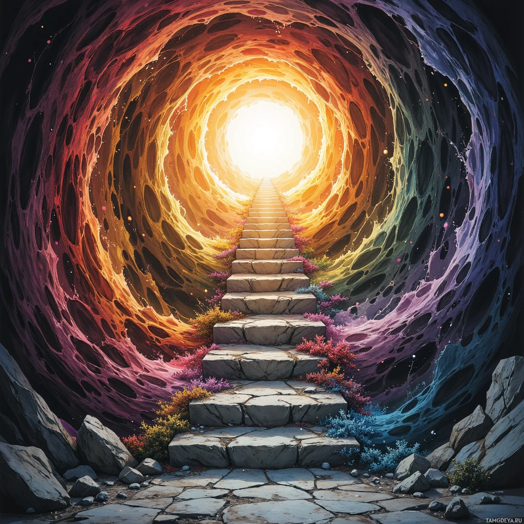 Semi-abstract image with many empty light space at center of beautiful background, that is suitable for the post:  The needle’s slow descent through vinyl is a pilgrim’s crawl up a stone staircase, each tick a whispered covenant.