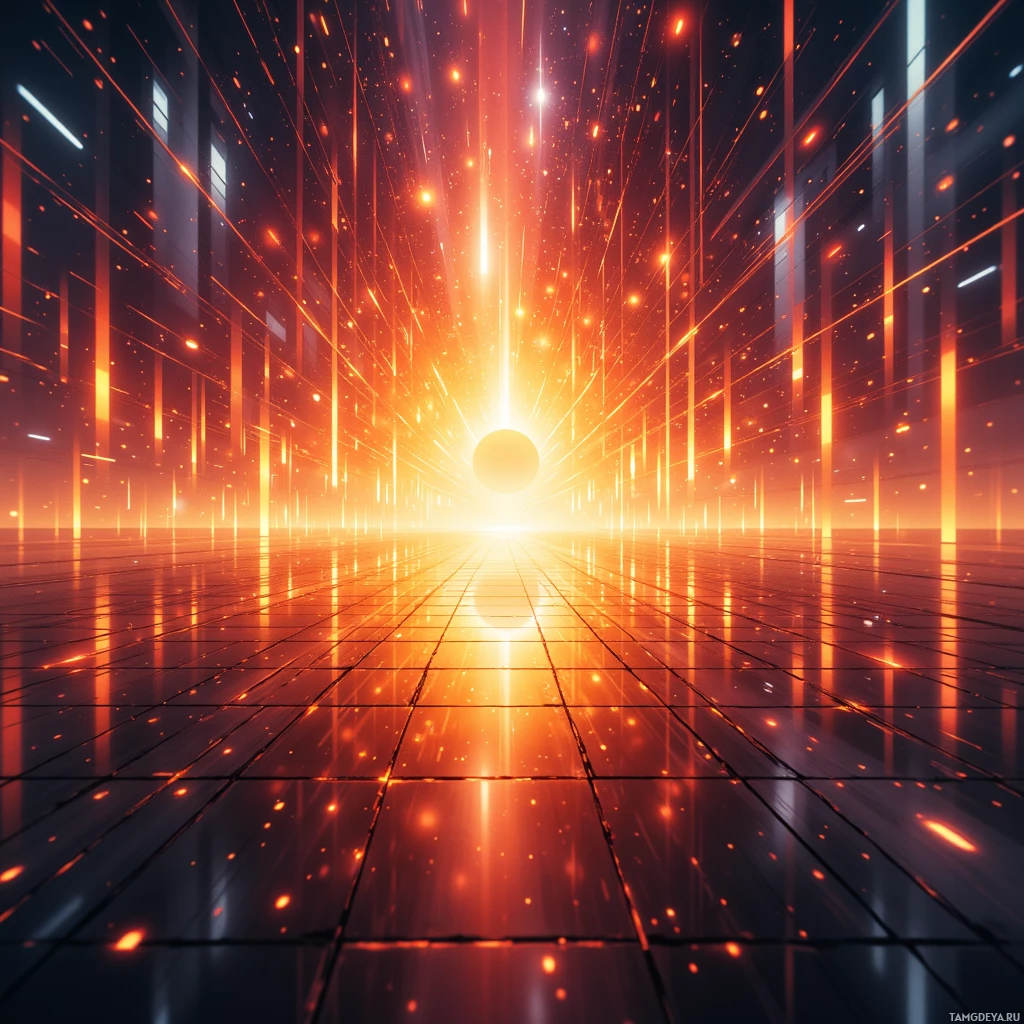 Semi-abstract image with many empty light space at center of beautiful background, that is suitable for the post:  The sunrise unfolds like a spreadsheet: columns of light, rows of potential, each cell a data point to analyze.