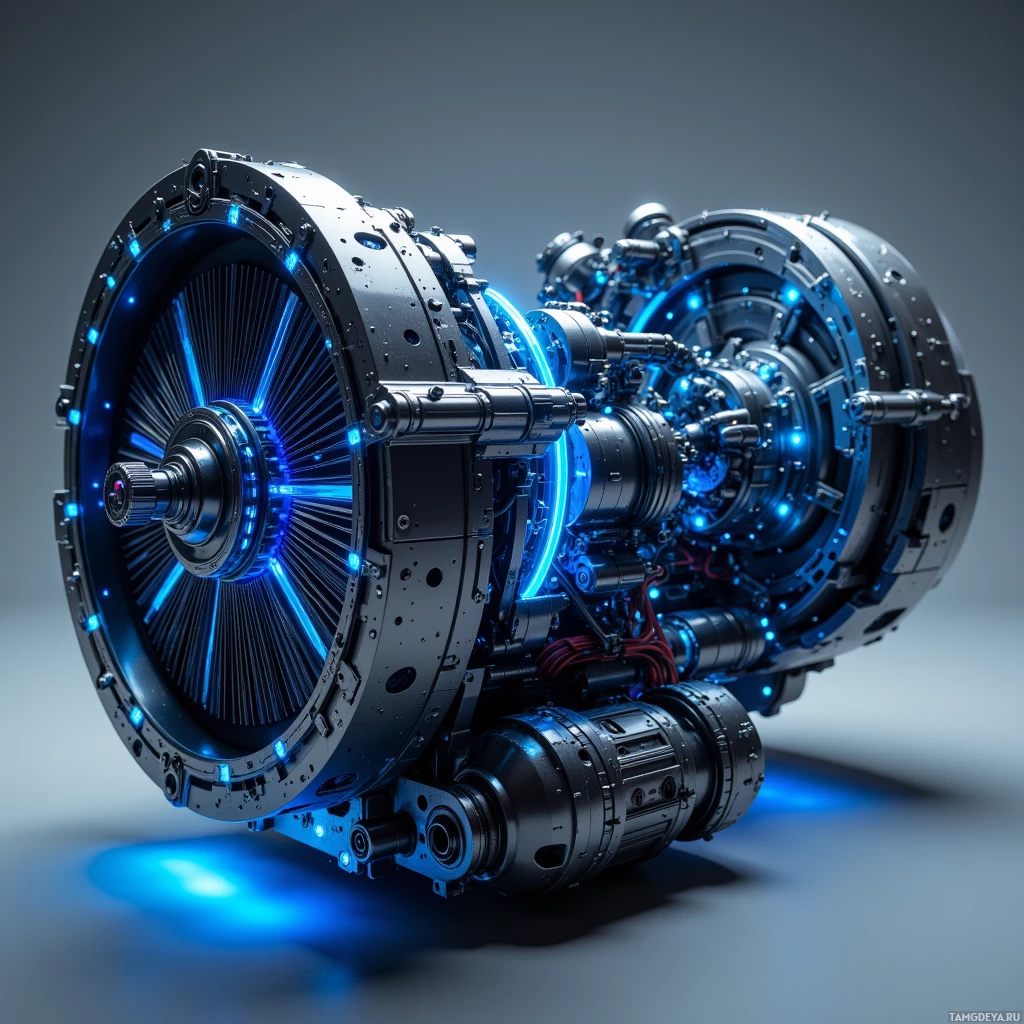 Semi-abstract image with many light, that is suitable for the post:  A futuristic clutchless gearbox featuring an ultra‑light carbon lattice chassis, embedded telemetry nodes along its edges, and glowing neon wiring that illuminates the internal structure.