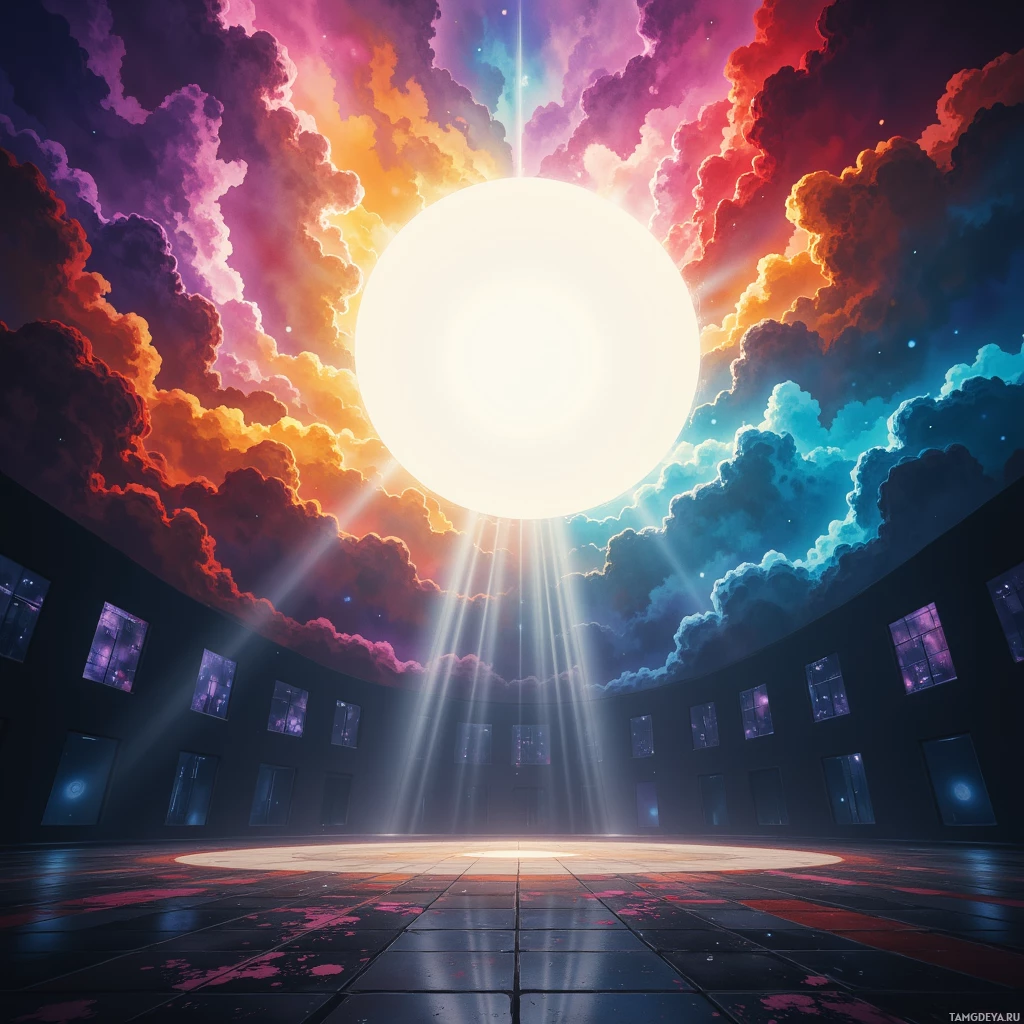 Semi-abstract image with many empty light space at center of beautiful background, that is suitable for the post:  The arena hums like a bass drum; I leap, turning rhythm into triumph.