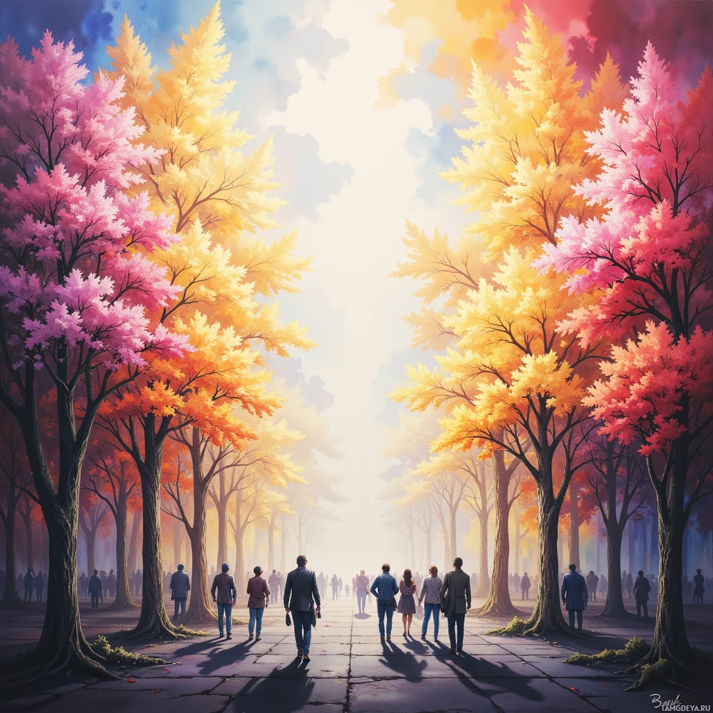 Semi-abstract image with many empty light space at center of beautiful background, that is suitable for the post:  I see people as unfinished murals, splashed with bold brushstrokes that refuse quiet conformity.