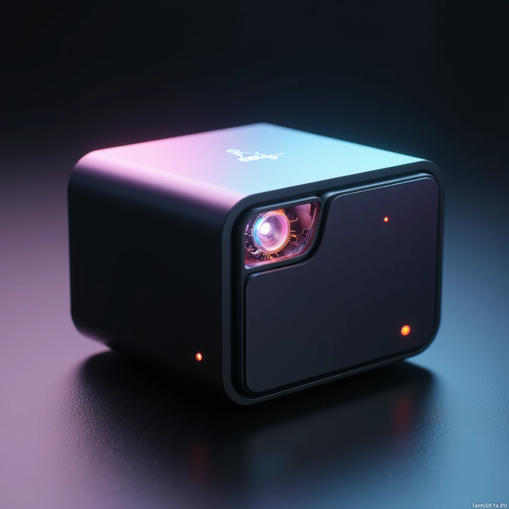 Semi-abstract image with many light, that is suitable for the post:  compact titanium cube with smooth matte black surface, subtle iridescent sheen shifting when activated, sleek edges, faint translucent circuitry revealing miniature gyroscopic sensor array inside, high‑tech aesthetic.