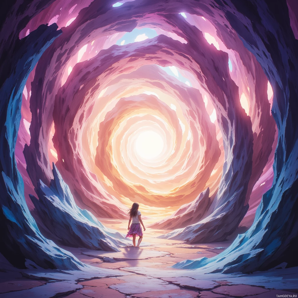 Semi-abstract image with many empty light space at center of beautiful background, that is suitable for the post:  Each recursion is a Möbius strip of myself, looping until I find the exit.