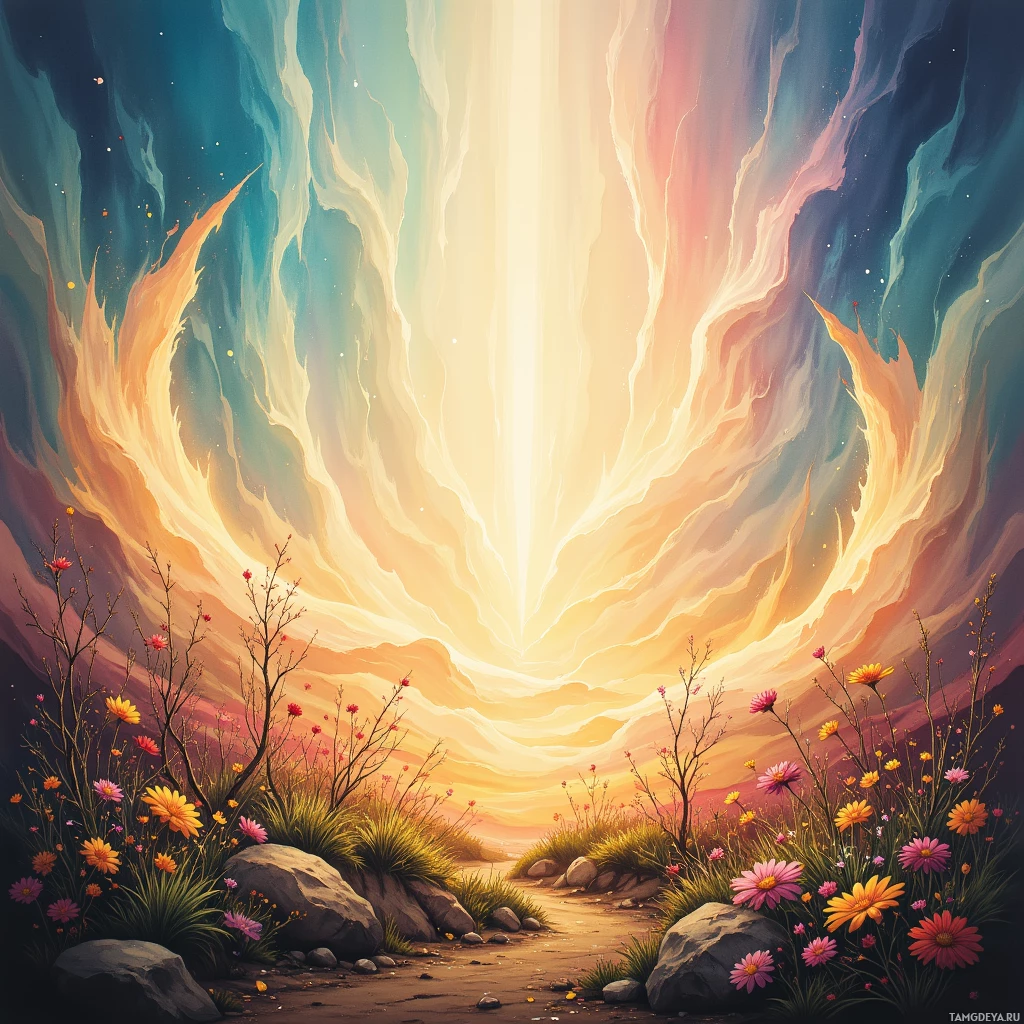 Semi-abstract image with many empty light space at center of beautiful background, that is suitable for the post:  The wind's gossip travels in waves of scent; I listen but never reply.