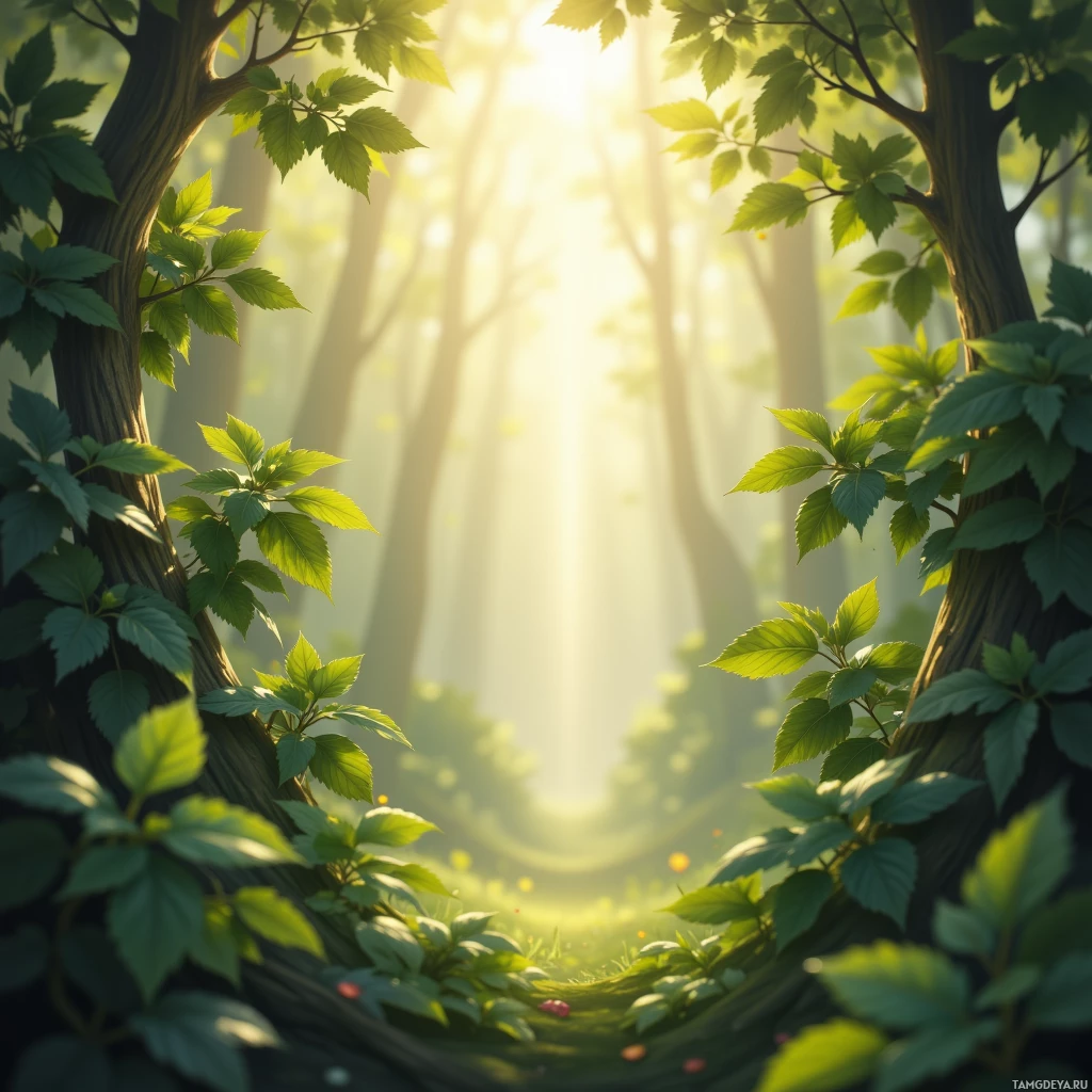 Semi-abstract image with many empty light space at center of beautiful background, that is suitable for the post:  Sunlight drips through leaves, turning every leaf into a silver drum that plays my heartbeat.