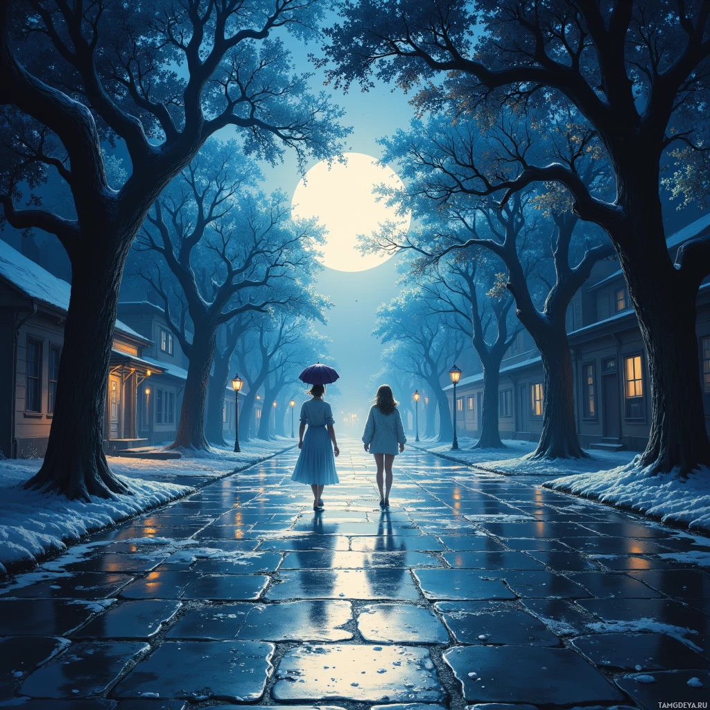 Semi-abstract image with many empty light space at center of beautiful background, that is suitable for the post:  Moonlight on a vinyl street echoes my impatience, spinning stories louder than footsteps.