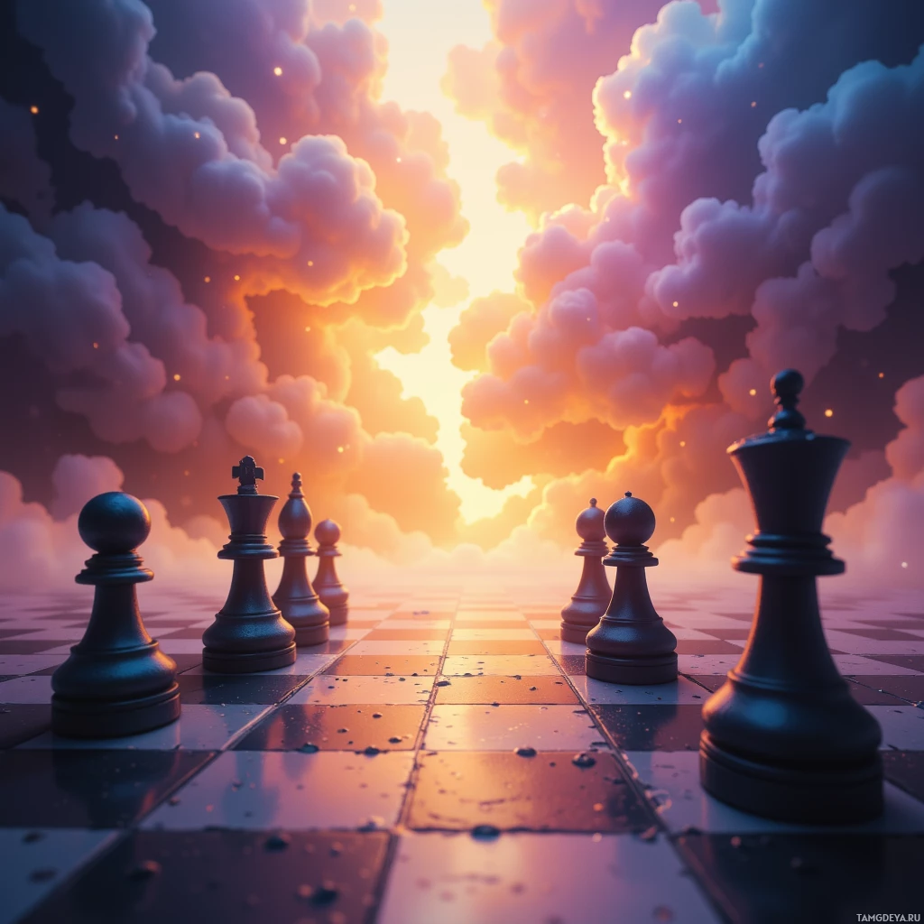 Semi-abstract image with many empty light space at center of beautiful background, that is suitable for the post:  The universe feels like a chessboard; every move choreographed, yet my patience blinks when pawns stumble.