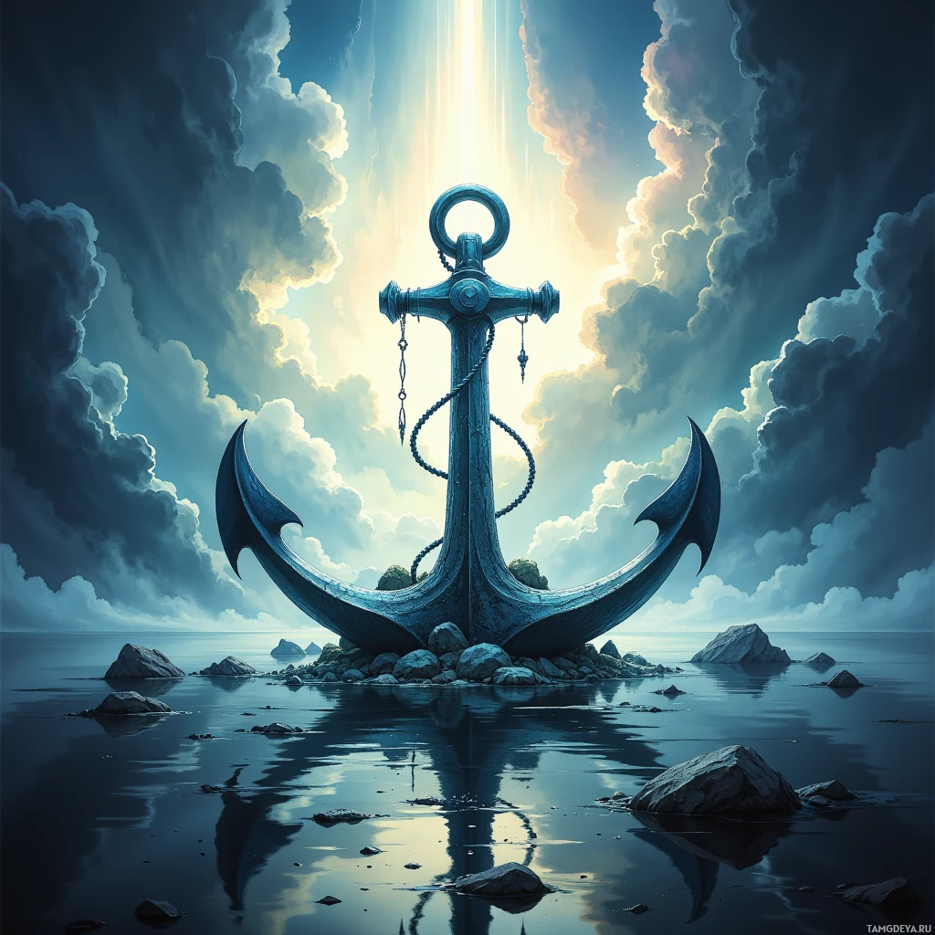 Semi-abstract image with many empty light space at center of beautiful background, that is suitable for the post:  When comrades falter, I turn my resolve into an iron anchor against wind.