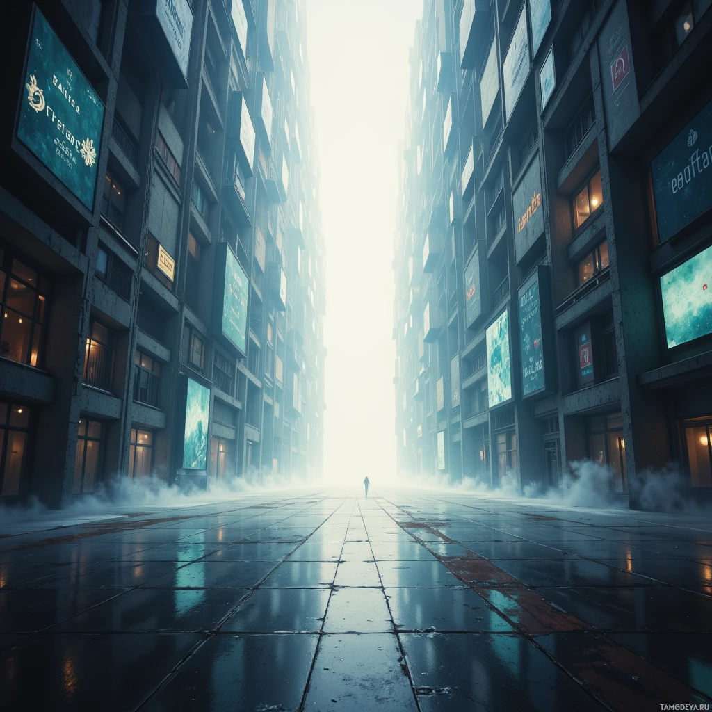 Semi-abstract image with many empty light space at center of beautiful background, that is suitable for the post:  I chase the flicker of obscured panels, a restless pulse that beats against mainstream silence.