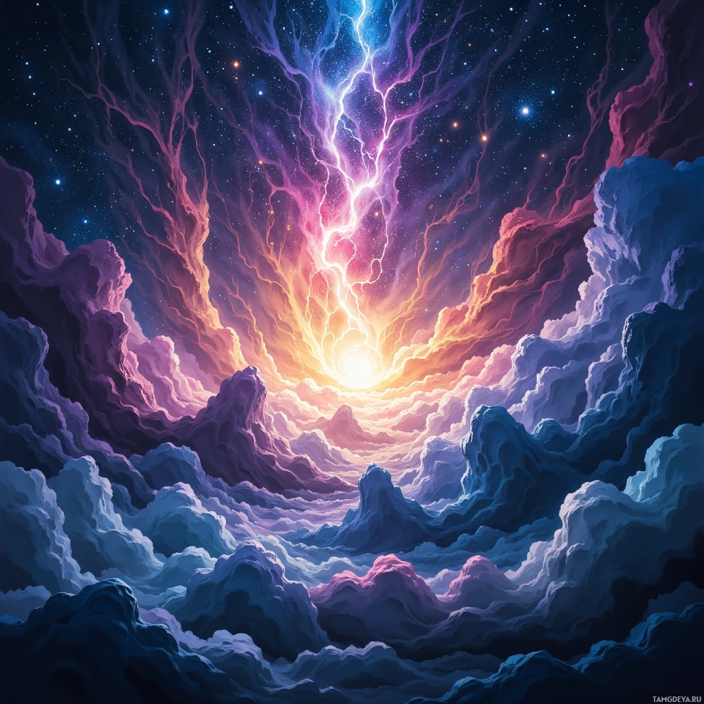 Semi-abstract image with many empty light space at center of beautiful background, that is suitable for the post:  When code sleeps, I dream of binary constellations that rewrite the sky’s own checksum.