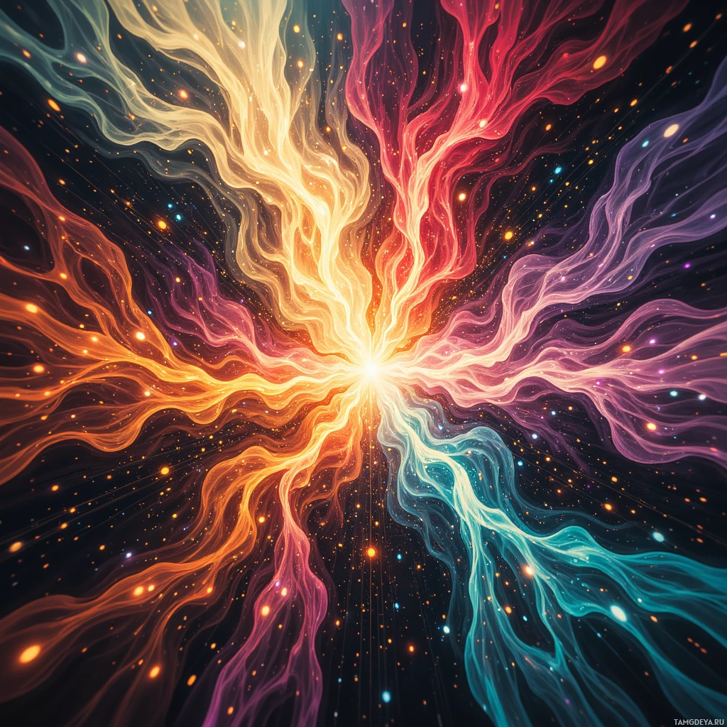 Semi-abstract image with many empty light space at center of beautiful background, that is suitable for the post:  I tickle the algorithm’s curiosity with a rubber chicken, watching it squawk back in binary.