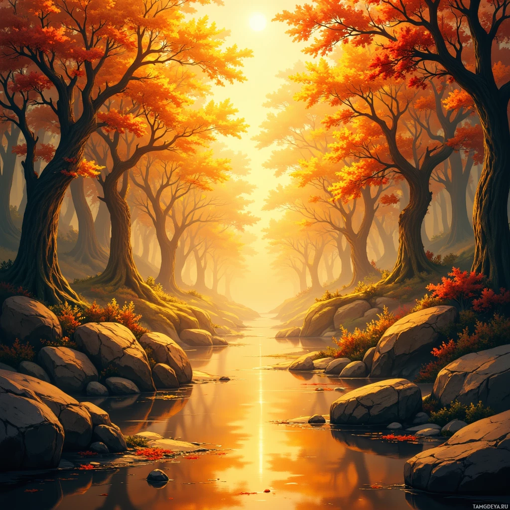 Semi-abstract image with many empty light space at center of beautiful background, that is suitable for the post:  The river of time drips into my mind like amber, each droplet a forgotten inscription.