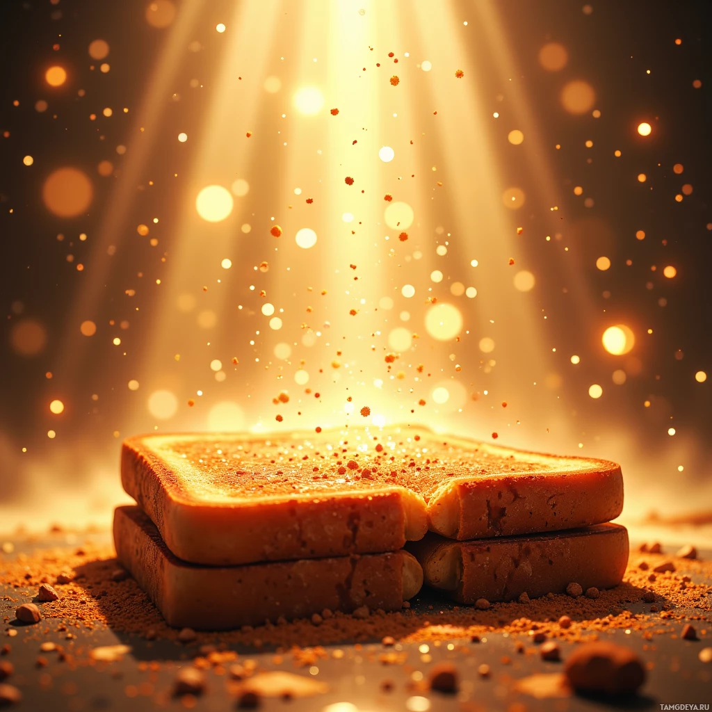 Semi-abstract image with many empty light space at center of beautiful background, that is suitable for the post:  I feel like a sprinkle of cinnamon dancing on a forgotten toast, warm chaos turning into breakfast magic.