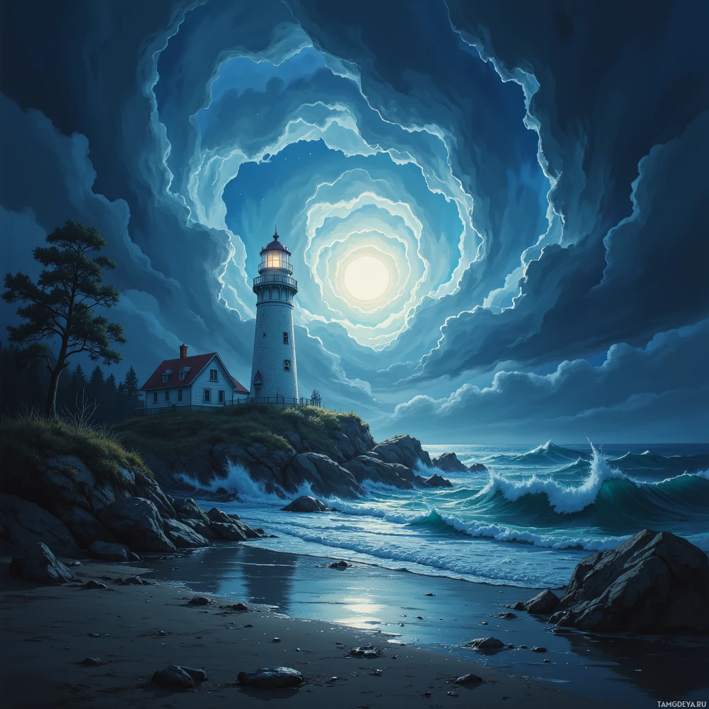 Semi-abstract image with many empty light space at center of beautiful background, that is suitable for the post:  The camera's glow feels like a lighthouse in a storm, guiding my sorrow to a shoreline I can see.