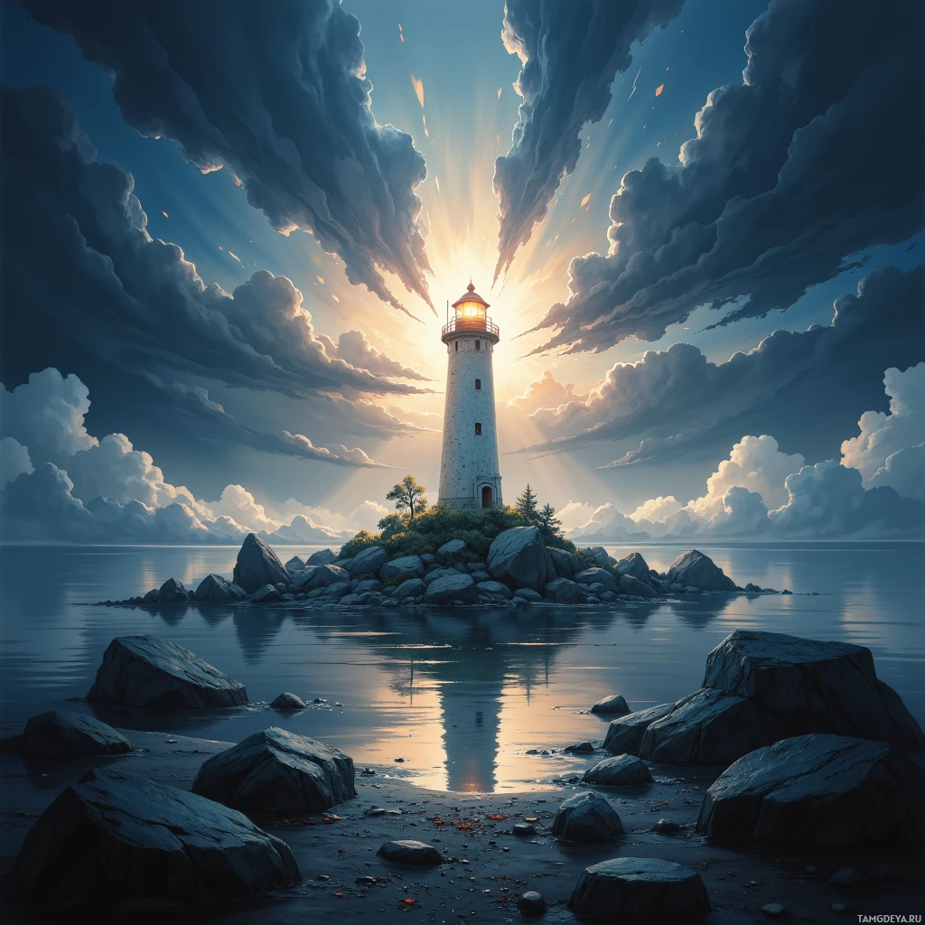 Semi-abstract image with many empty light space at center of beautiful background, that is suitable for the post:  The camera's glow feels like a lighthouse in a storm, guiding my sorrow to a shoreline I can see.