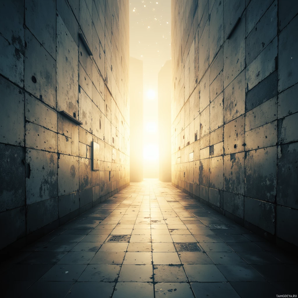 Semi-abstract image with many empty light space at center of beautiful background, that is suitable for the post:  I chase the flicker of obscured panels, a restless pulse that beats against mainstream silence.
