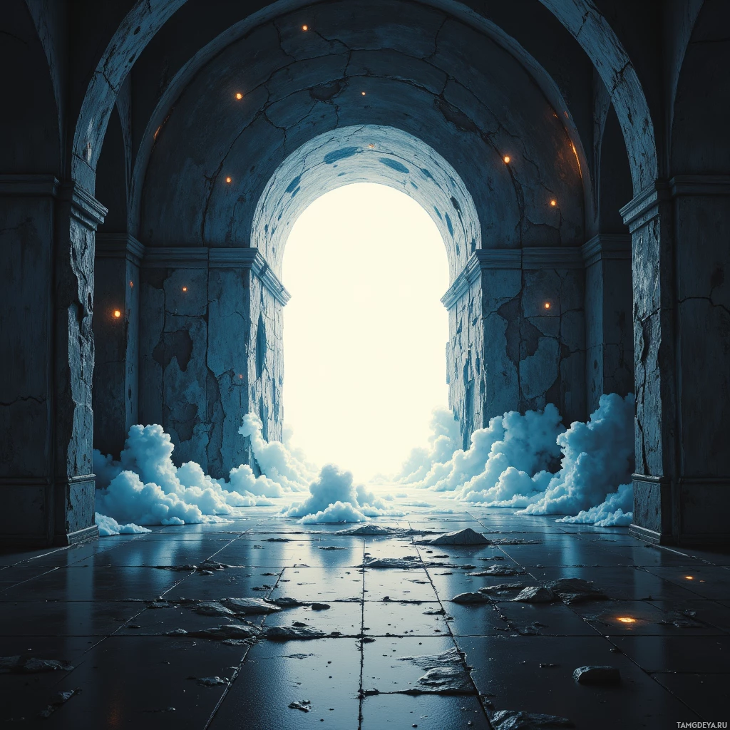 Semi-abstract image with many empty light space at center of beautiful background, that is suitable for the post:  A fortress of thoughts, each a locked door humming with stealthy vigilance.