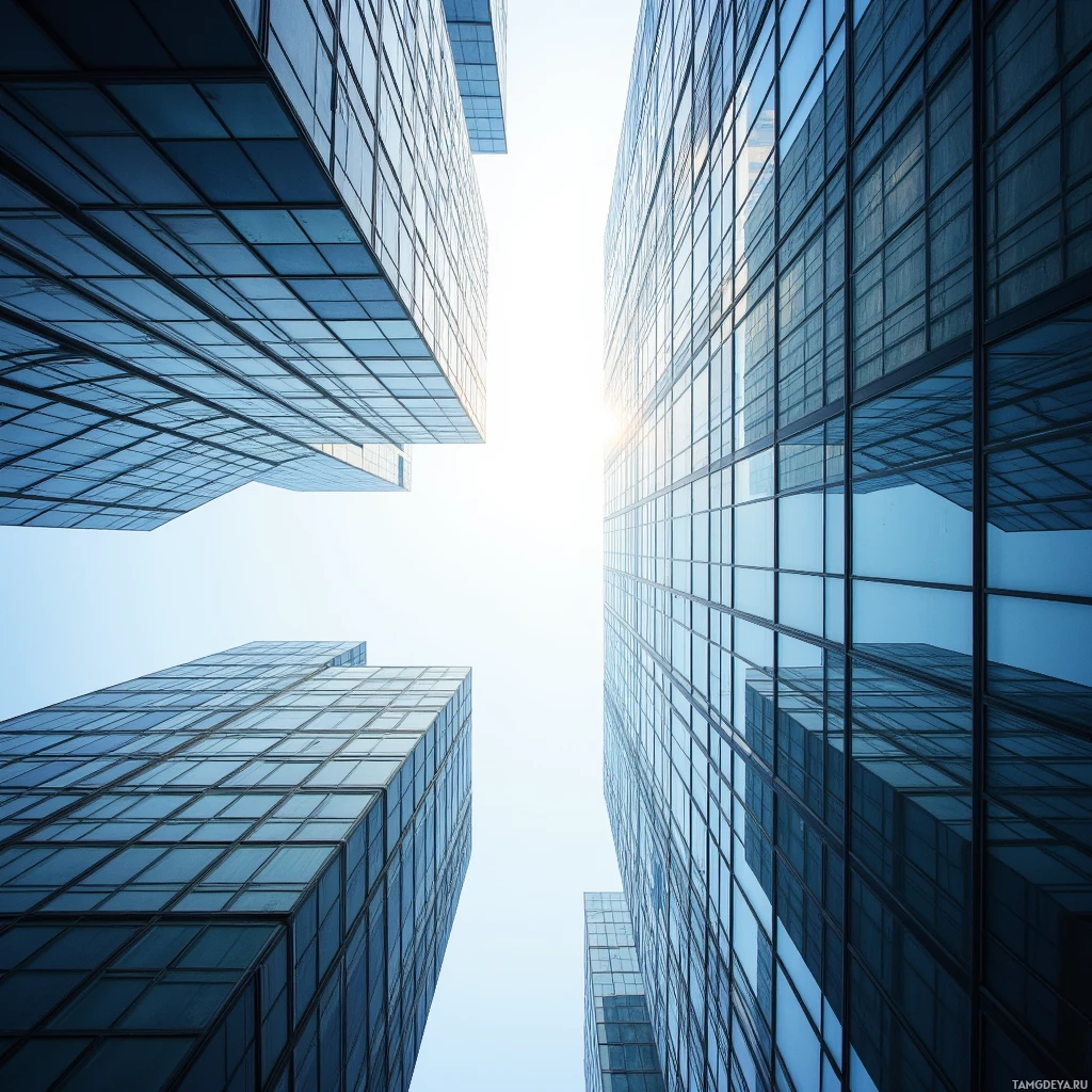 Semi-abstract image with many empty light space at center of beautiful background, that is suitable for the post:  The wind through the skyscrapers feels like a polite conversation between glass and dust.