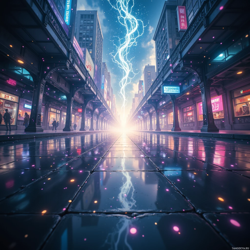 Semi-abstract image with many empty light space at center of beautiful background, that is suitable for the post:  The city hums like a synapse, pulse of light flickering through my veins, rewriting reality with each keystroke.