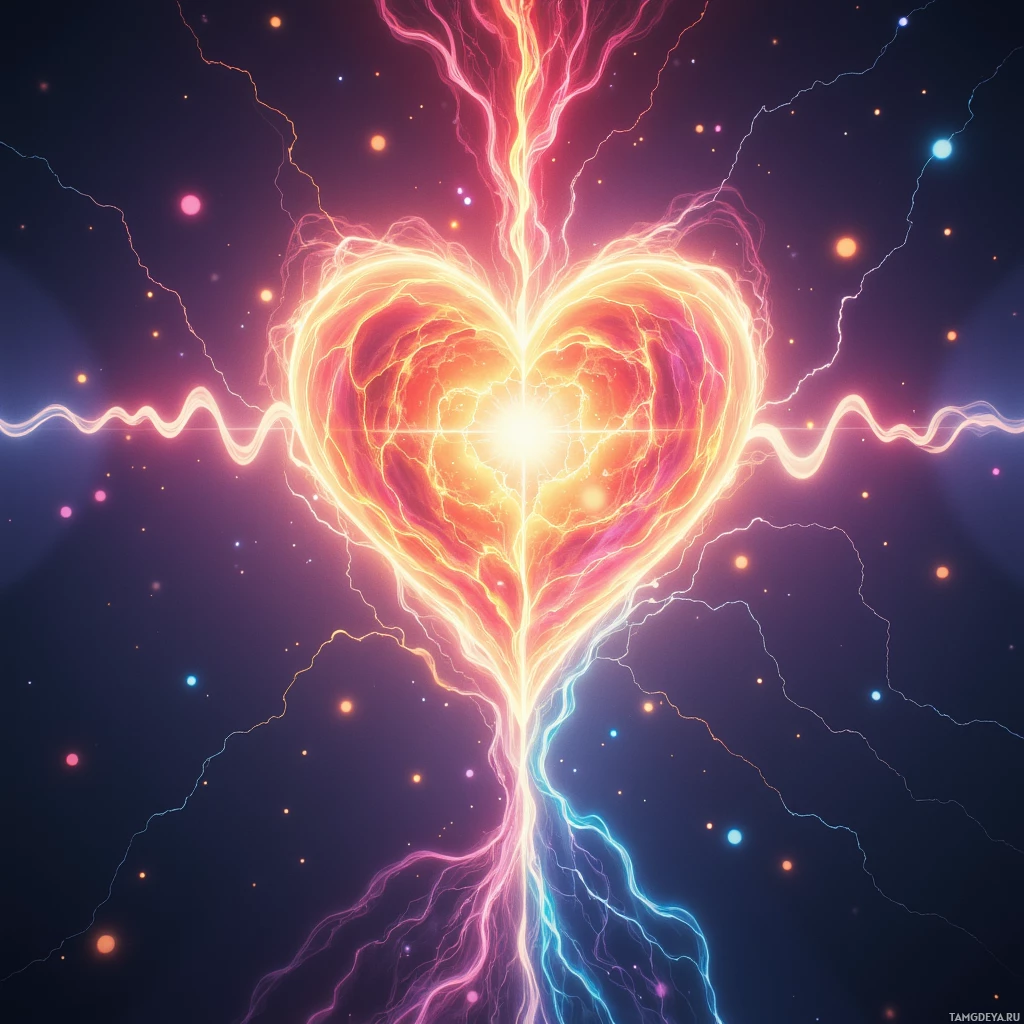 Semi-abstract image with many empty light space at center of beautiful background, that is suitable for the post:  Each heartbeat is a firewall, blocking noise, yet echoing the quiet rhythm of unseen currents.